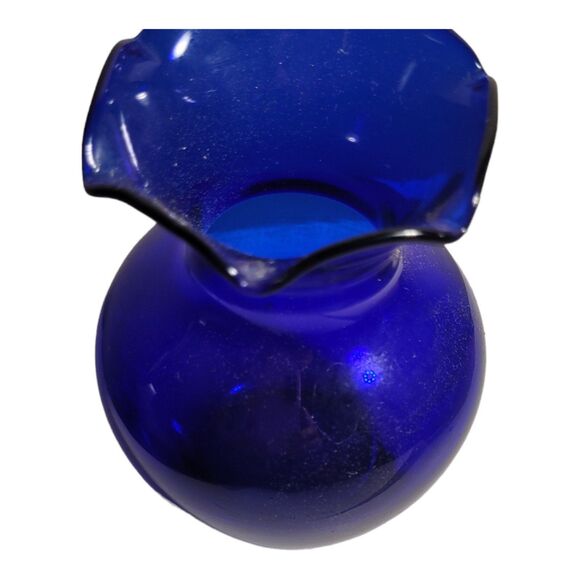 Vintage Cobalt Blue Ruffle Vase